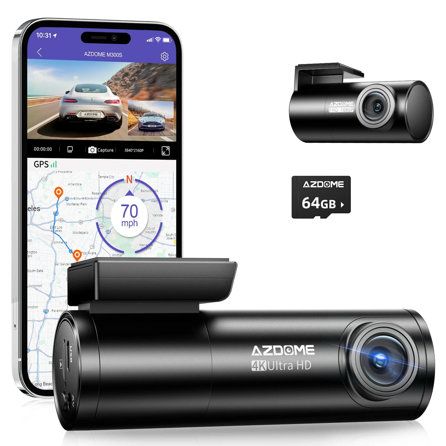 guardcam: capture every ride. viral on tiktok! (m300s 4k dual dash cam, wifi, gps)