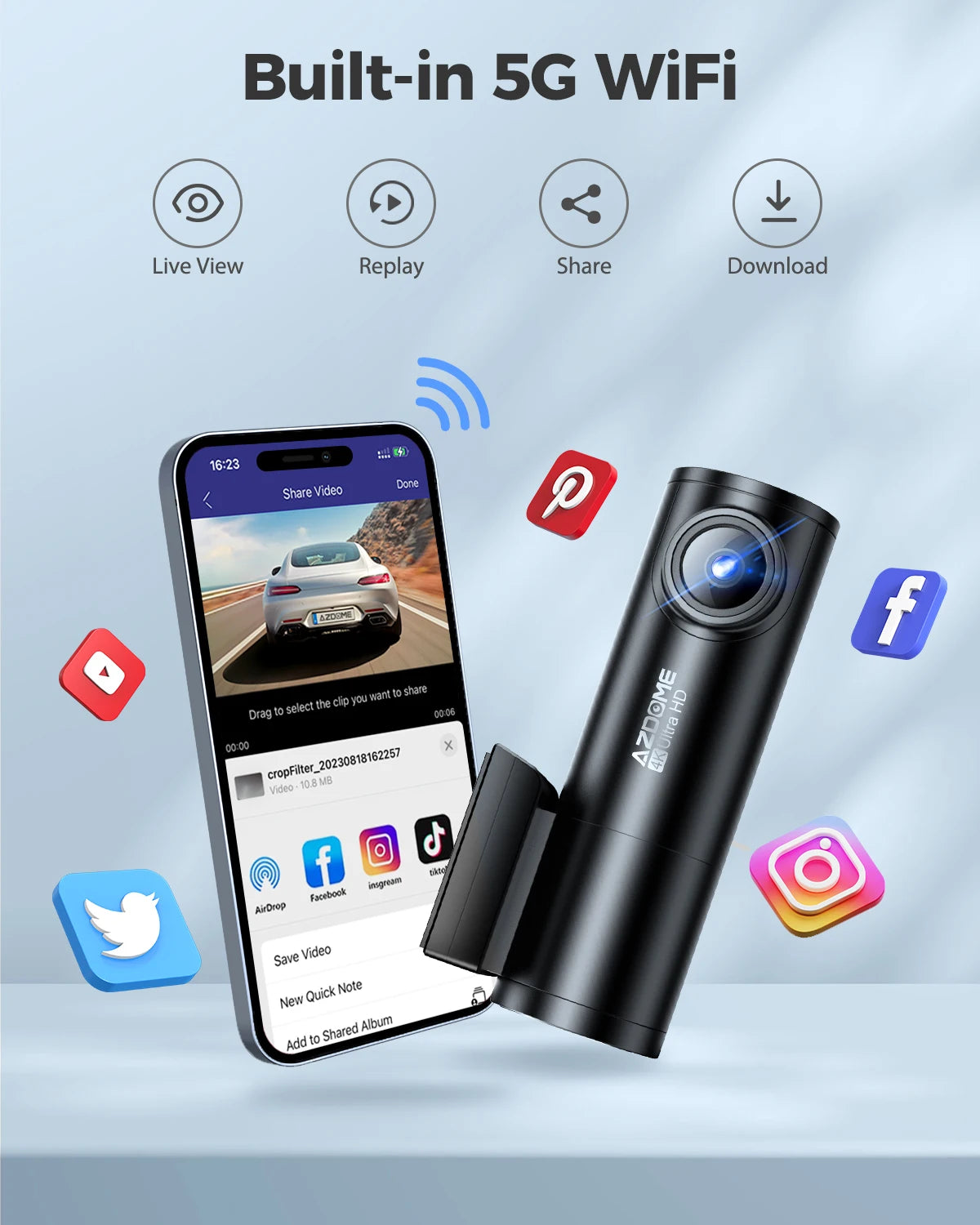 guardcam: capture every ride. viral on tiktok! (m300s 4k dual dash cam, wifi, gps)